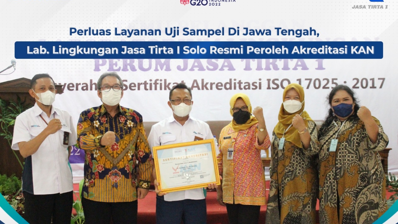 Perluas Layanan Uji Sampel Di Jawa Tengah, Laboratorium Lingkungan Jasa Tirta I Solo Resmi Peroleh Akreditasi KAN