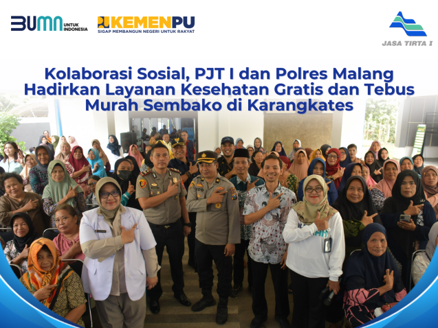 Kolaborasi Sosial, PJT I dan Polres Malang Hadirkan Layanan Kesehatan Gratis dan Tebus Murah Sembako di Karangkates